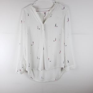 Joules White Blouse with Pink, Blue and Black Mini Figure Print